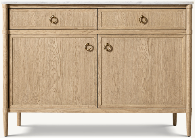 Shown in Greige Oak/Italian Carrara Marble.