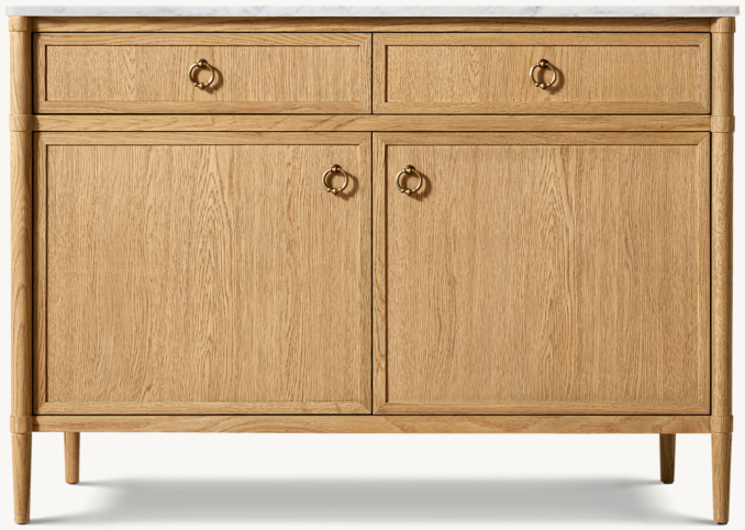 Front view of François Marble Double-Door Sideboard With Drawers 