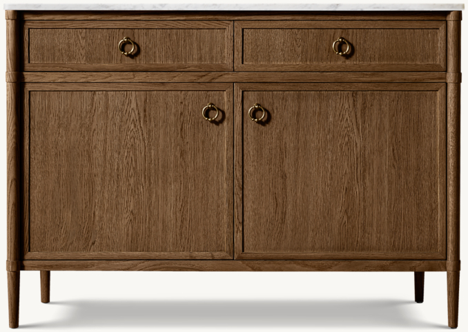 Front view of François Marble Double-Door Sideboard With Drawers 