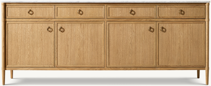 Front view of François Marble 4-Door Sideboard With Drawers 