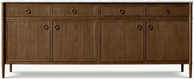 Front view of François Marble 4-Door Sideboard With Drawers 