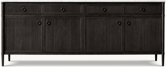 Front view of François Marble 4-Door Sideboard With Drawers 