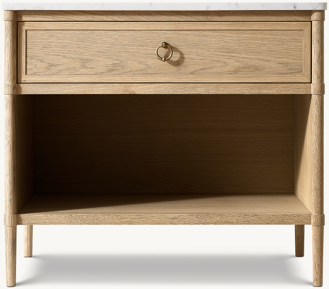 32" nightstand shown in Greige Oak/Italian Carrara Marble.