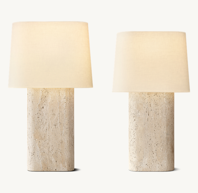 76cm and 61cm lamps shown (left to right) in Travertine.