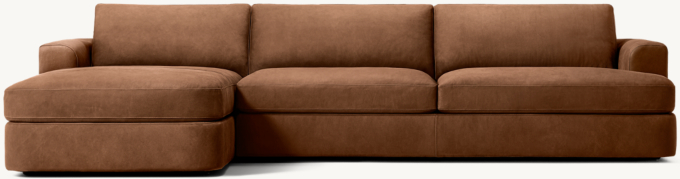 Mara Leather Left-Arm Sofa-Chaise Sectional