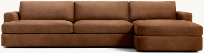 Mara Leather Right-Arm Sofa-Chaise Sectional