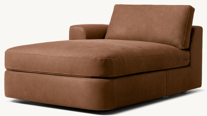 Three Quarter view of Mara Leather Left-Arm Chaise 