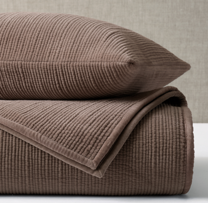 Front view of Channel Stitch Washed Velvet Coverlet 