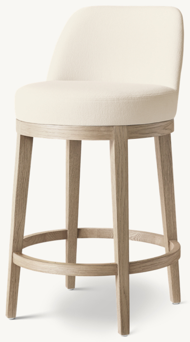 Morgan Curved-Back Swivel Fabric Bar & Counter Stool