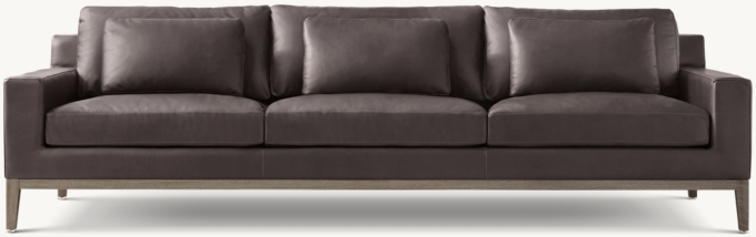 Italia Leather Track Arm 3-Seat Sofa - Oak Base