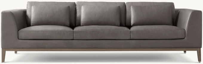 Italia Leather Taper Arm 3-Seat Sofa - Oak Base