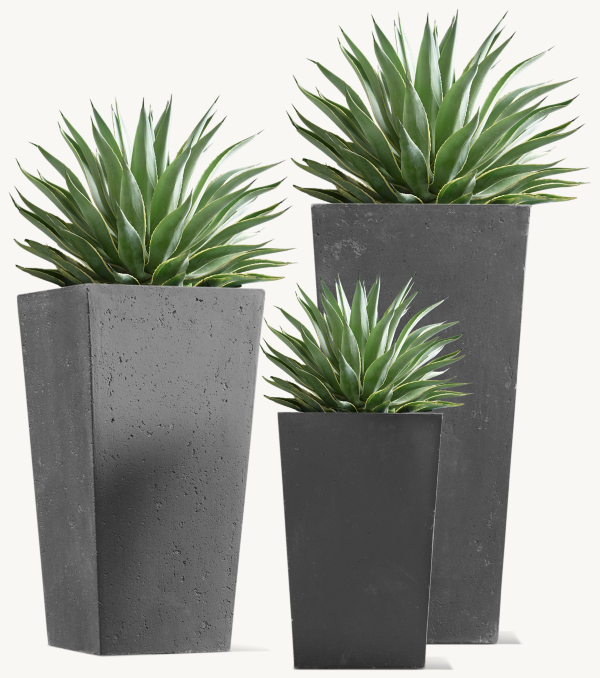 Weathered Cast Stone Tapered Planters | RH