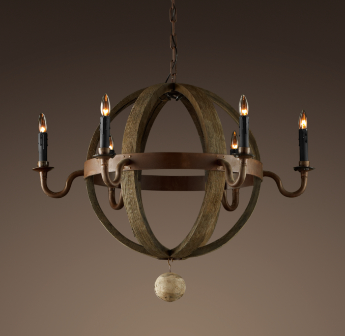 Wine Barrel 6-Arm Round Chandelier