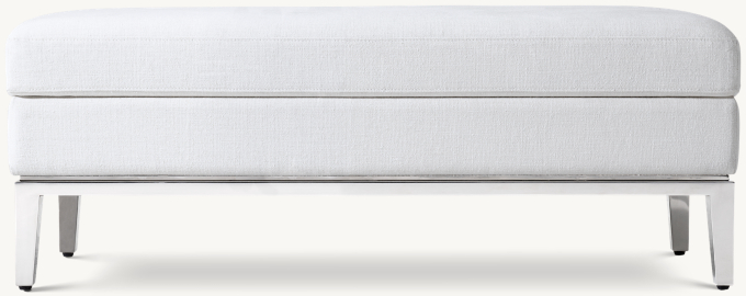 122cm bench shown in White Performance Linen Weave with Polished Chrome finish.