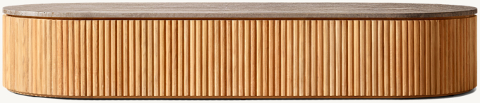 Byron Reeded Stone & Teak Outdoor Rectangular Coffee Table