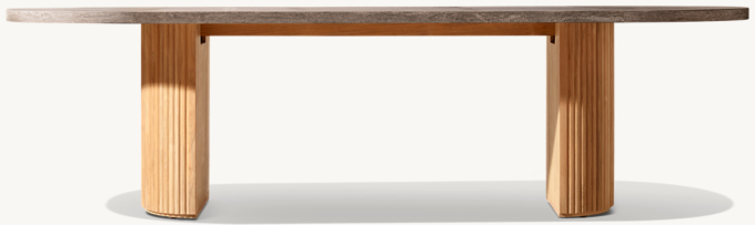 Byron Reeded Stone & Teak Outdoor Rectangular Dining Table