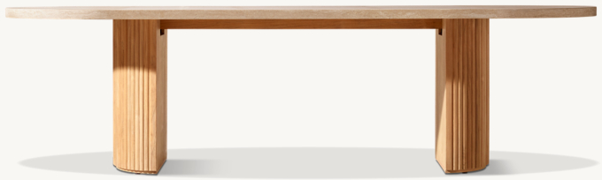 Byron Reeded Stone & Teak Outdoor Rectangular Dining Table