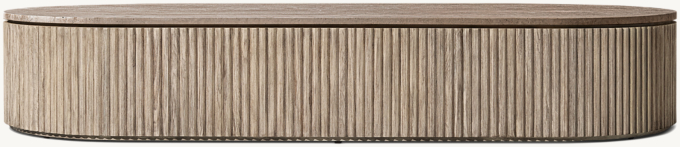 Byron Reeded Stone & Teak Outdoor Rectangular Coffee Table