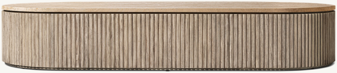 Byron Reeded Stone & Teak Outdoor Rectangular Coffee Table