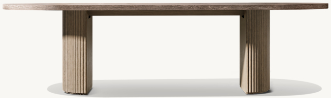 Byron Reeded Stone & Teak Outdoor Rectangular Dining Table