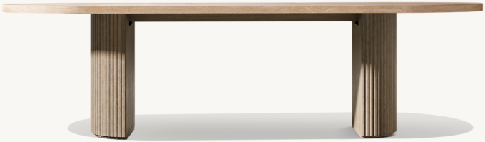 Byron Reeded Stone & Teak Outdoor Rectangular Dining Table