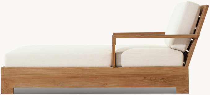 Three Quarter view of Belvedere Teak Fixed Chaise - Frame Only 