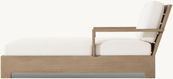 Three Quarter view of Belvedere Teak Chaise 