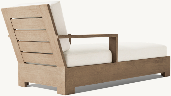 Three Quarter Back view of Belvedere Teak Chaise 