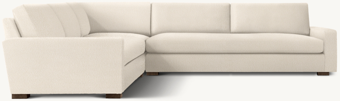Vue de Face - Maxwell - Canapé D'Angle Gauche Sectionnel à Coussin D'Assise Continu Avec Angle Modulable - Bouclé