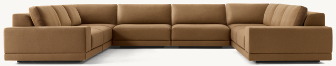 Front view of Cortona Modular Full Cushion Back Wide-Arm U-Sofa Sectional 