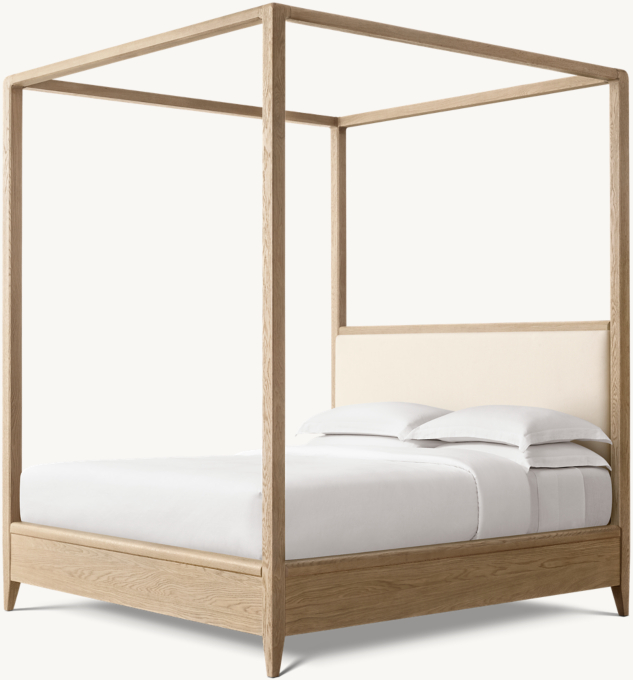 Gael Oak Fabric Canopy Bed