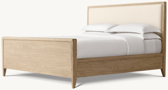 Gael Oak Fabric Panel Bed with Footboard