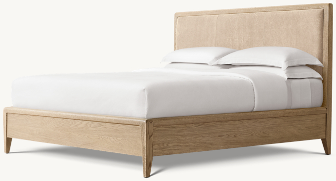 Gael Oak Leather Panel Bed