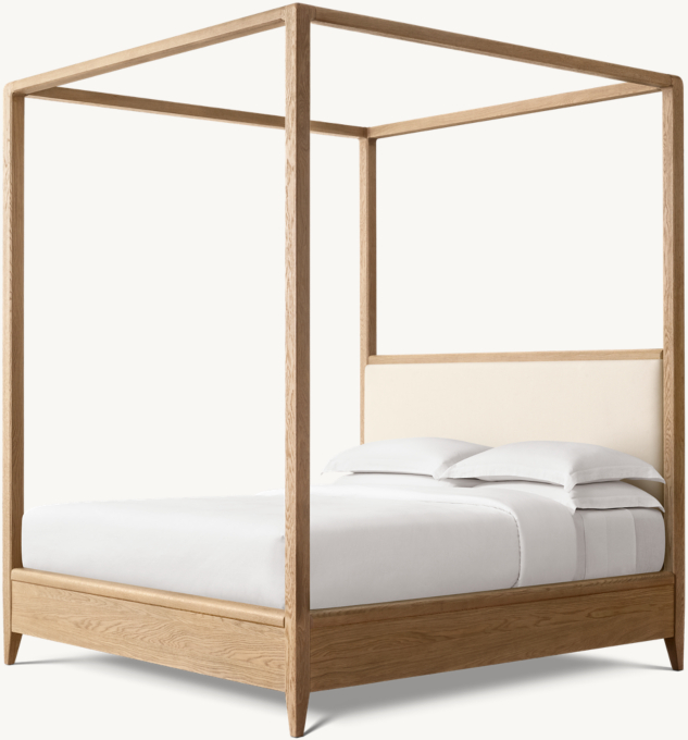Gael Oak Fabric Canopy Bed