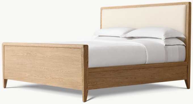 Gael Oak Fabric Panel Bed with Footboard