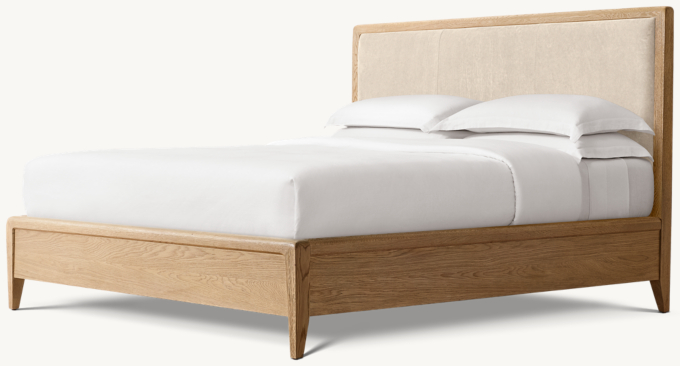 Gael Oak Leather Panel Bed