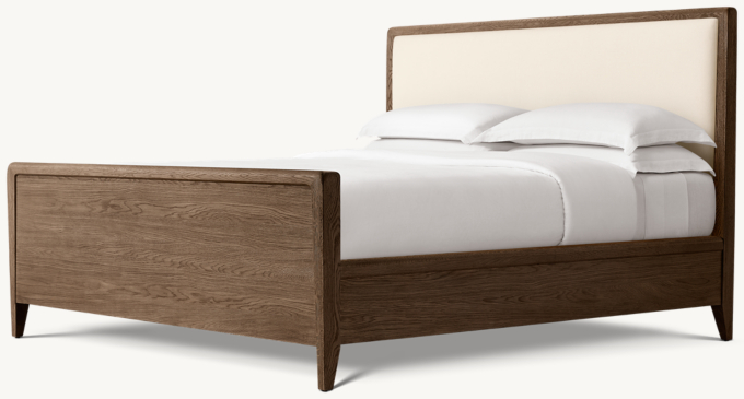 Gael Oak Fabric Panel Bed with Footboard