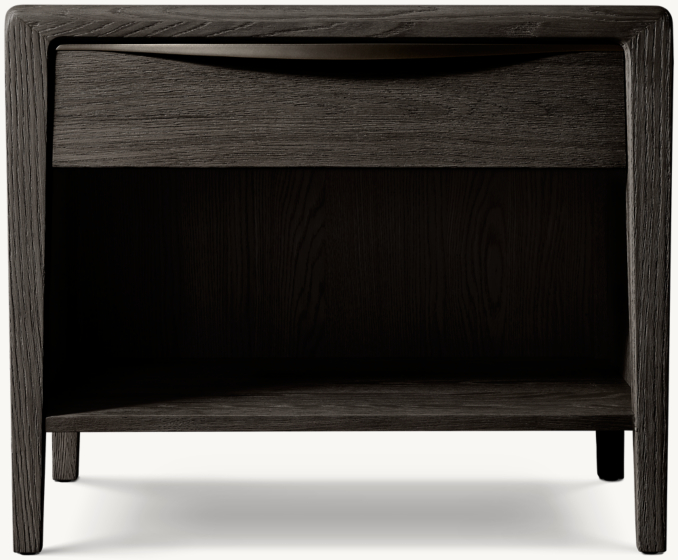 Front view of Gael Oak Open Nightstand 