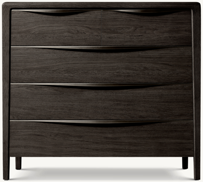Front view of Gael Oak 5-Drawer Dresser 