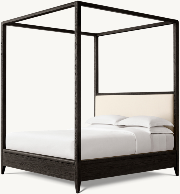 Gael Oak Fabric Canopy Bed
