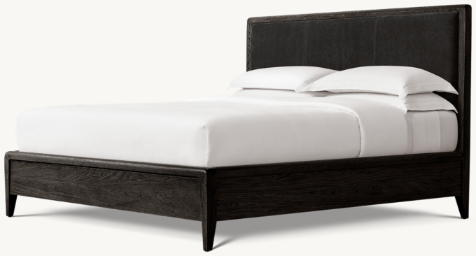 Gael Oak Leather Panel Bed