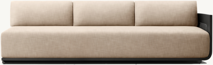 Front view of Sedona Cane Aluminum Three-Seat Right-Arm Sofa 