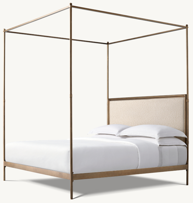19th C. French Iron Fabric Panel Canopy Bed | RH