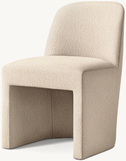 Three Quarter view of Arrondi Slope Fabric Dining Side Chair 