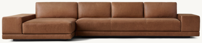 Cortona Leather Full Cushion Back Wide-Arm Left-Arm L-Chaise Sectional