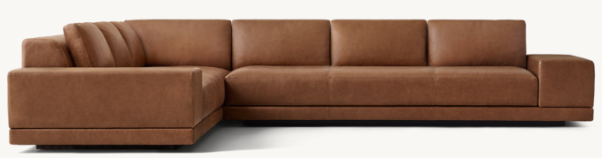 Cortona Leather Full Cushion Back Wide-Arm Left-Arm L-Sectional