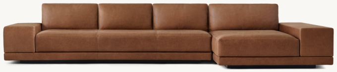 Cortona Leather Full Cushion Back Wide-Arm Right-Arm L-Chaise Sectional