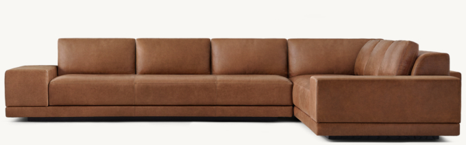 Cortona Leather Full Cushion Back Wide-Arm Right-Arm L-Sectional