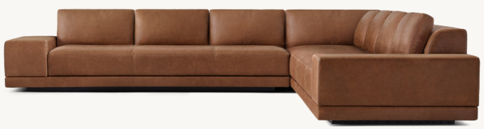 Cortona Leather Full Cushion Back Wide-Arm L-Sectional with Modular Corners