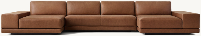 Cortona Leather Full Cushion Back Wide-Arm U-Chaise Sectional